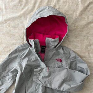 North Face full-zip hooded jacket - gray with bright pink lining - EUC - sz XS